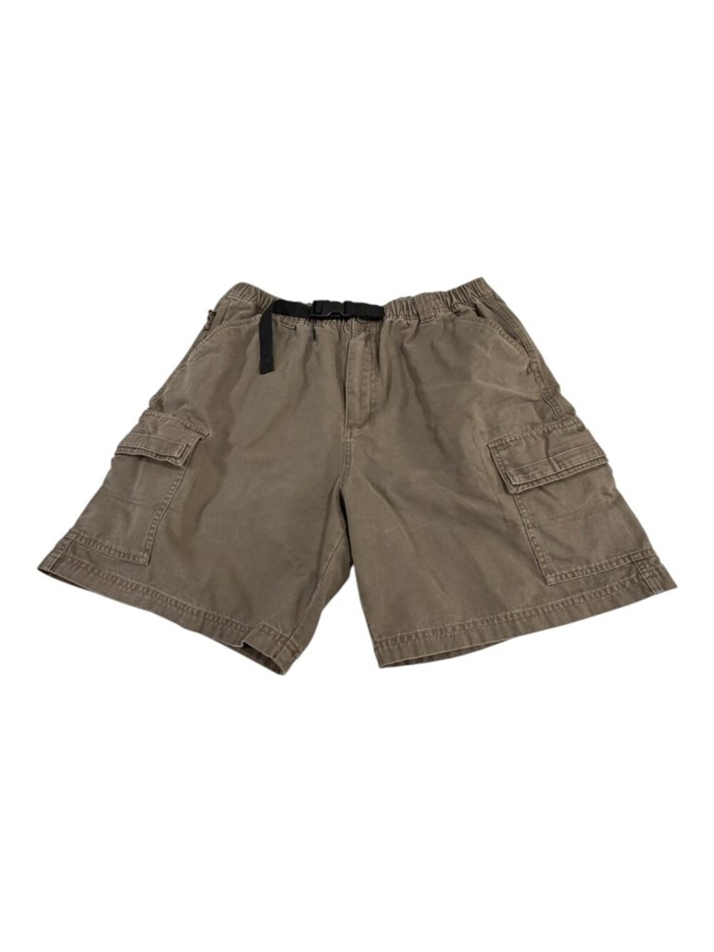 Cherokee Khaki Cotton Cargo Shorts Elastic Waist with Adjustable Belt Size L